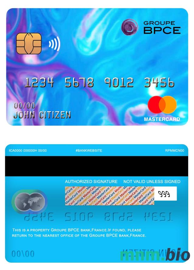 France Groupe BPCE bank przykład karty mastercard w formacie PSD